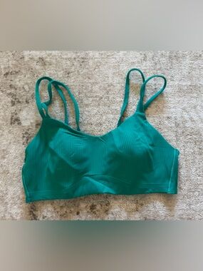 Lululemon Ribbed Teal Strappy Sports Bra Top Size 4/6